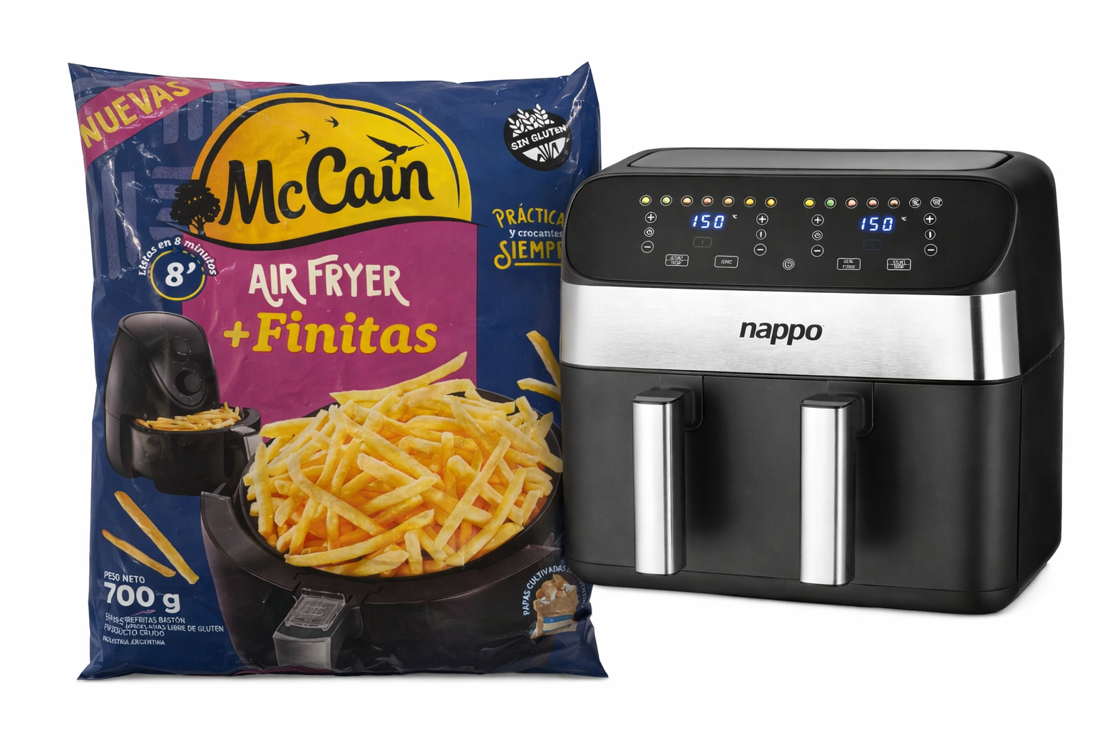 FREIDORA AIR FRYER NAPPO 9L DIGITAL DOBLE CRISP PRO NEF-238