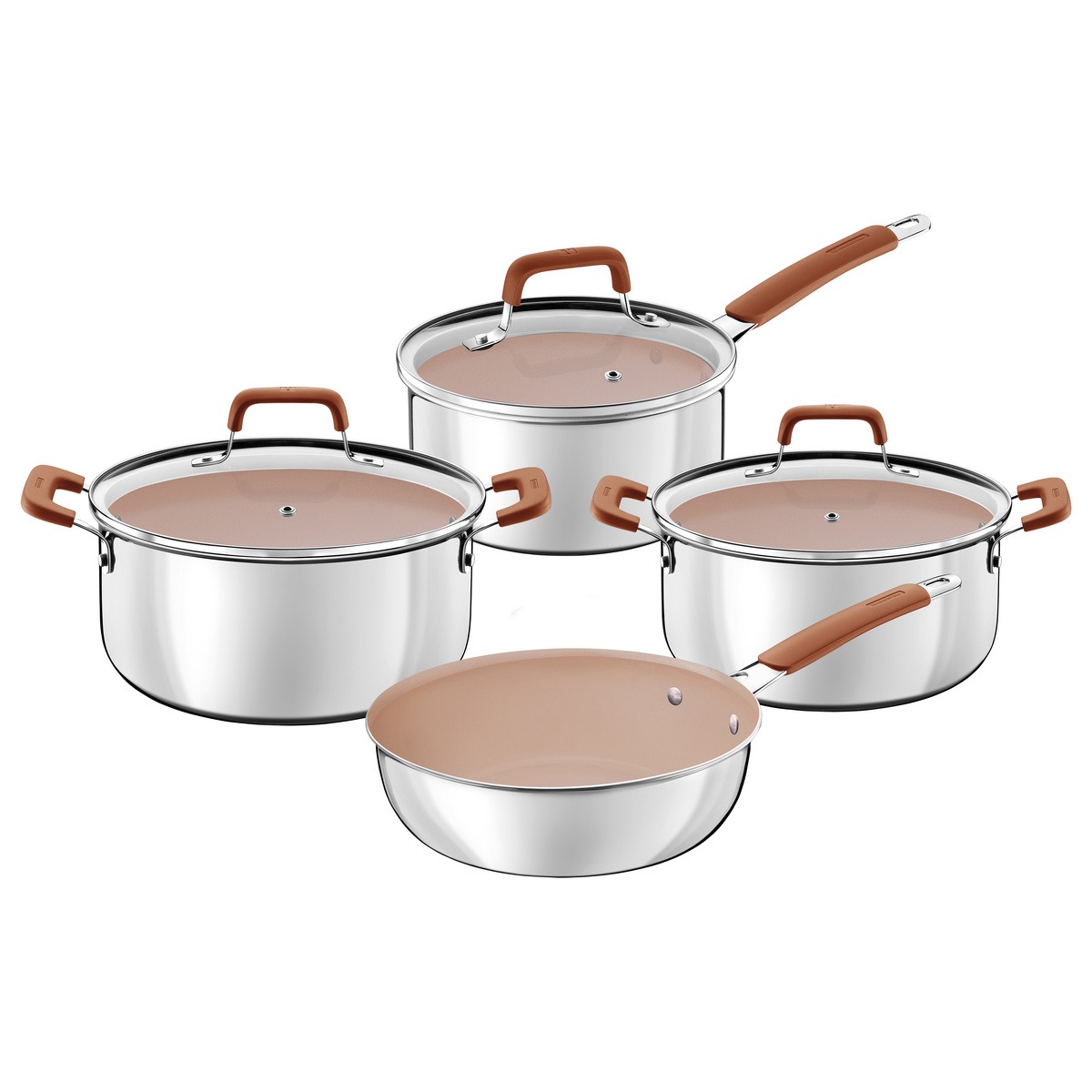 JUEGO DE OLLAS TRAMONTINA 4 PIEZAS ROMAGNA CERAMIC CREMA 28799/330